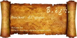 Becker Ágnes névjegykártya